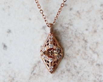 Daughter Necklace mother and Daughter Necklace Fine jewelry Diamond Necklace Rose Gold Necklace Bridal Necklace Architectural jewelry gift