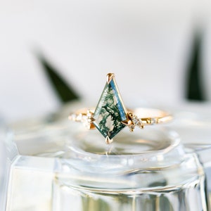 Kite Moss Agate engagement ring wedding ring promise ring propose ring proposal ring anniversary ring gift for her bridal jewelry bride ring image 6