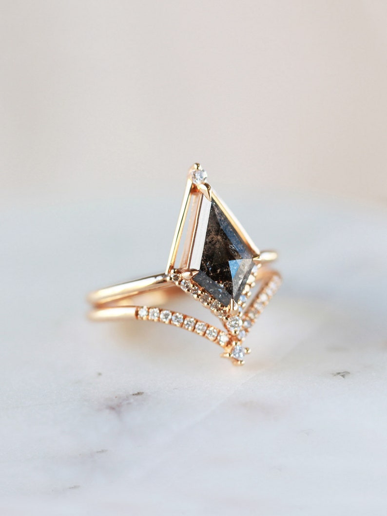 Salt and Pepper Lucy Ring Diamond Engagement Ring Kite Salt | Etsy