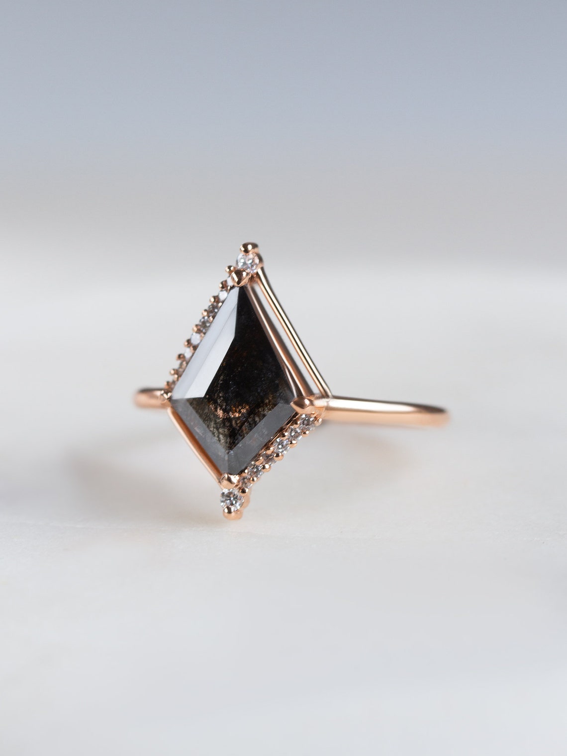 Salt and Pepper Kite Engagement Ring Diamond Wedding Ring - Etsy