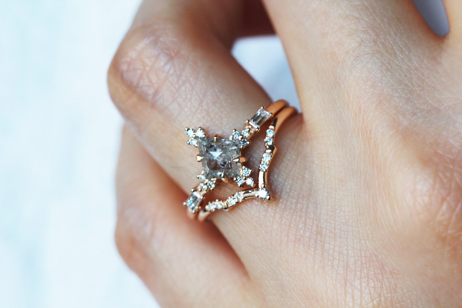 Salt and Pepper Diamond Engagement Ring Kite Salt and Pepper Etsy