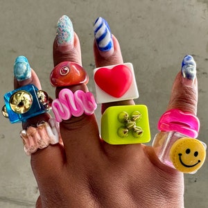 Hyunlix Resin Ring | Acrylic Chunky Ring | Transparent Jewelry | Fun Summer Accessories | Y2K Inspired