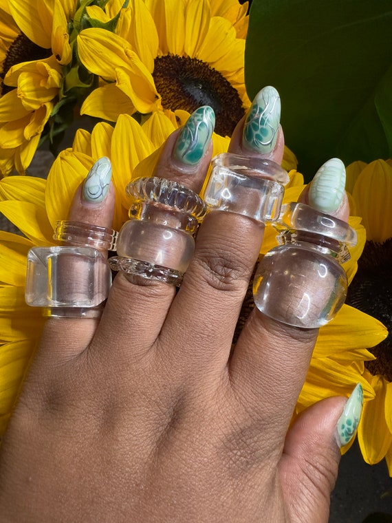 Clear cheap chunky rings