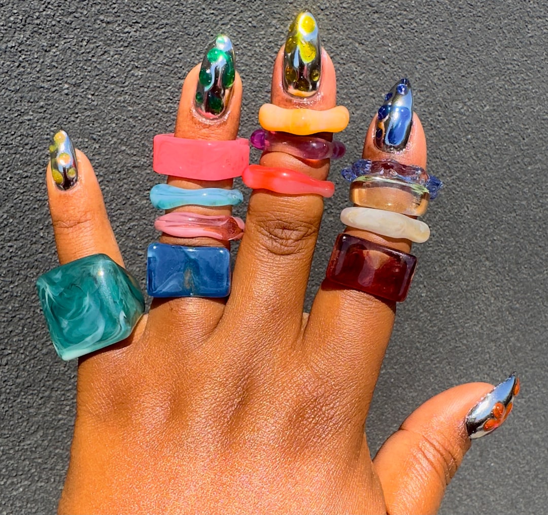 Resin Ring Acrylic Ring Chunky Ring Simple Resin Ring Lucite Summer