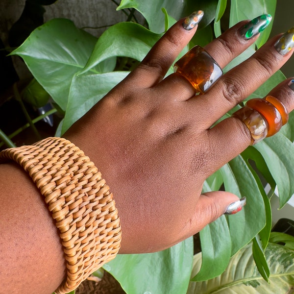 Woven Wicker Bangle • Woven Bangle • Cuff Bracelet • Statement Jewelry • Gift for Her • Stacking Bangle • Single Minimalist Bracelet