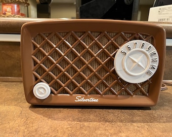 Restored Vintage Sears Silvertone 2001 Tube Radio In A Brown Metal Case Bluetooth Ready