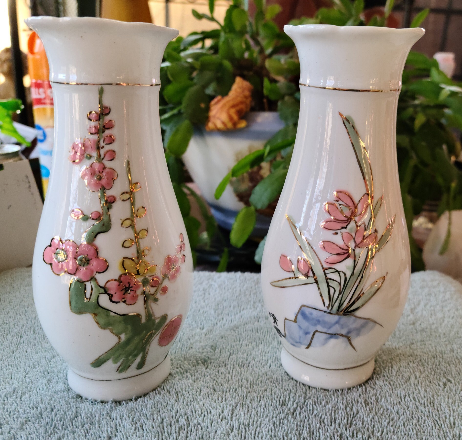 Beautiful Hand Painted Chinese Vases 7 tall Imitations Etsy
