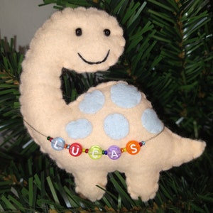 Baby first Christmas, personalized handmade Dinosaur ornament, unbreakable felt holiday decorations, baby first ornament, baby dino ornament