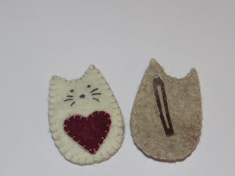 Valentine gift for her cat lover gifts statement hair clips,felt snap clip Cute cat handmade felt hair clips for baby toddler girl women