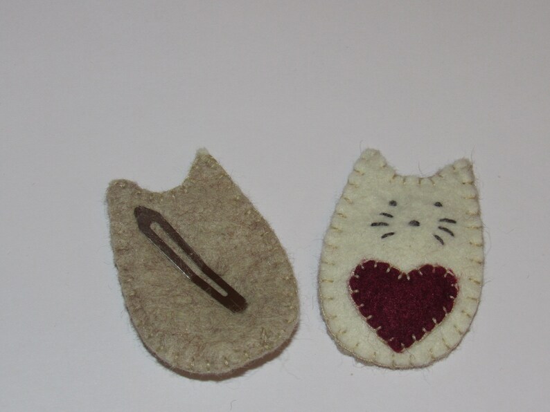 Valentine gift for her cat lover gifts statement hair clips,felt snap clip Cute cat handmade felt hair clips for baby toddler girl women