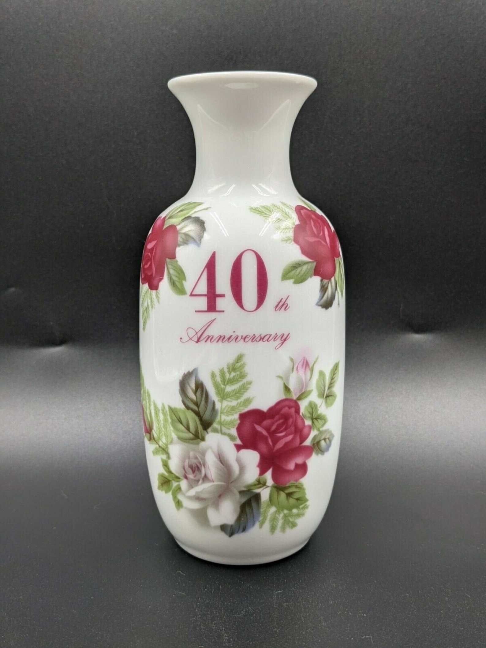 Porcelain 40th Wedding Anniversary Vase Transferware Roses Etsy