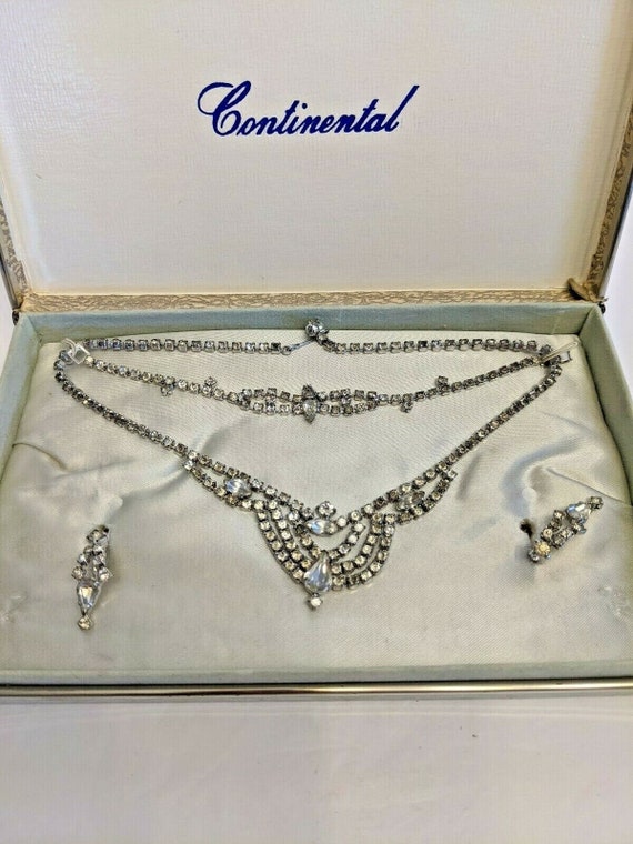 Vintage Continental Jewelry Set 4pc Clear Strassstones Collier Etsy
