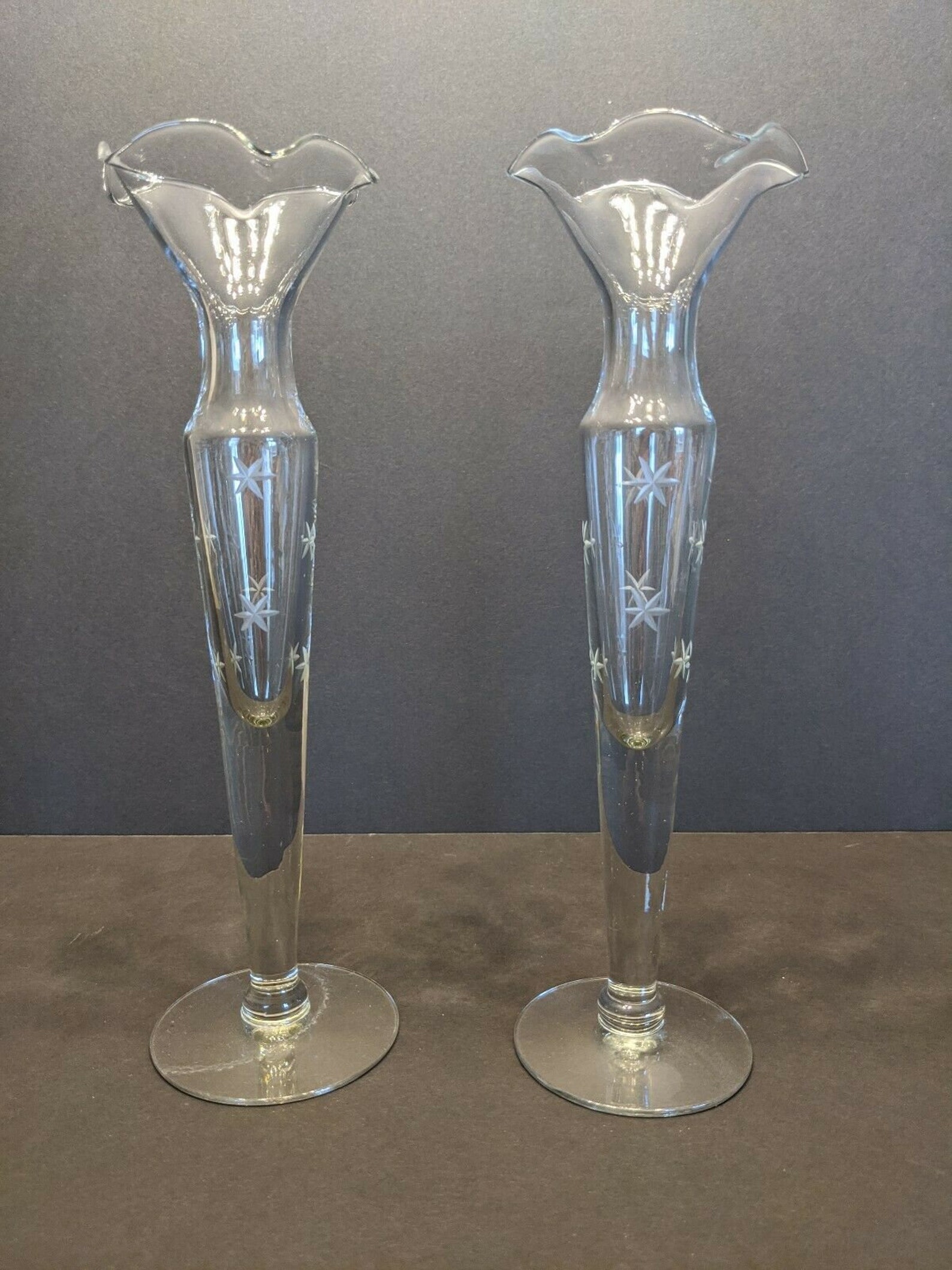 Princess House Fluted Crystal Bud Vases X2 Star Pattern Etsy