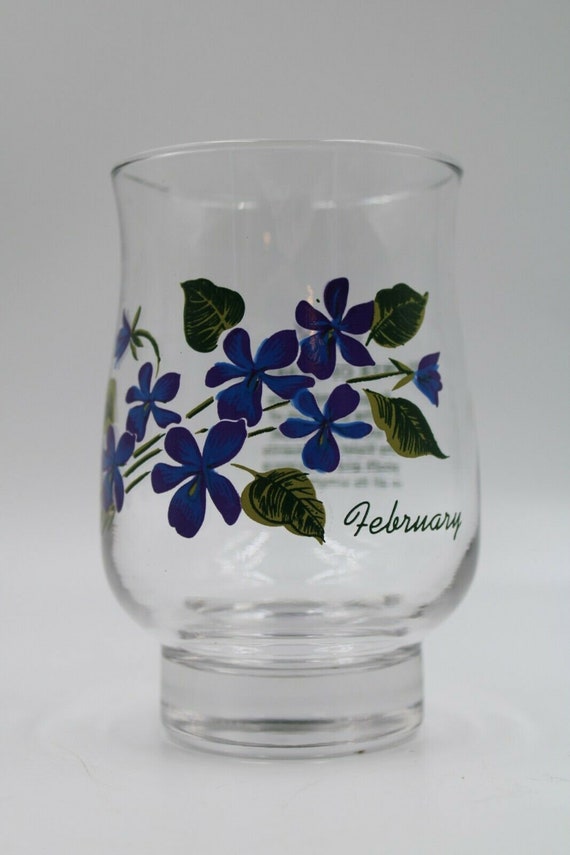 Vintage Brockway Glass Flower of the Month Violet February Etsy