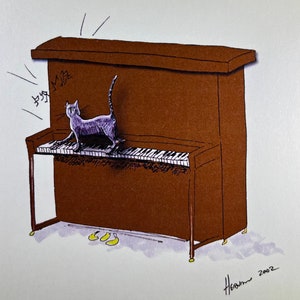 Três cartões de felicitações Symfunnies Piano Kitty