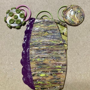 Unique polymer clay pendant with earrings