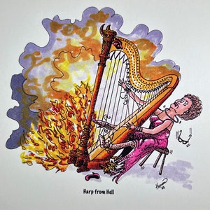 Trois cartes de vœux Harpe Symfunnies Harpe de l'enfer
