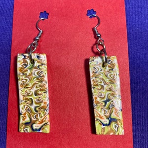Polymer clay rectangular earrings