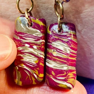 Royal red polymer clay earrings.