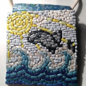 Polymer clay dolphin mosaic large necklace