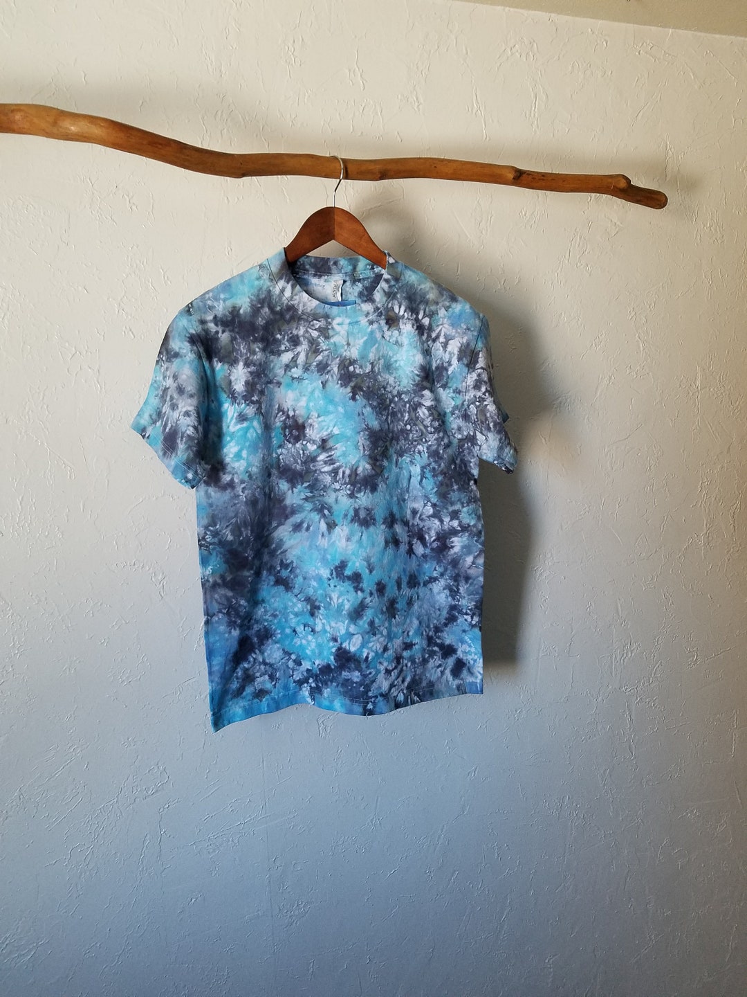 Abstract Tie Dye Blue Crumple Shirt Hippie Stuff Made in - Etsy