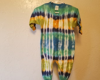 Union Suit, 12 mo, tie-dyed onesie, infant tie-dye, made in New Mexico, quirky tie-dye, permanent dye, tye dye, hippie stuff, hand dyed