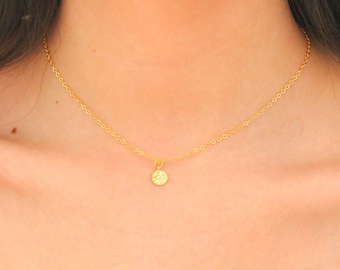 Rose Coin Or Acier inoxydable Choker- Pièce d’or Choker Minimal Couches Disque d’or Choker Simple Bijoux de tous les jours Cadeau Hypoallergenic