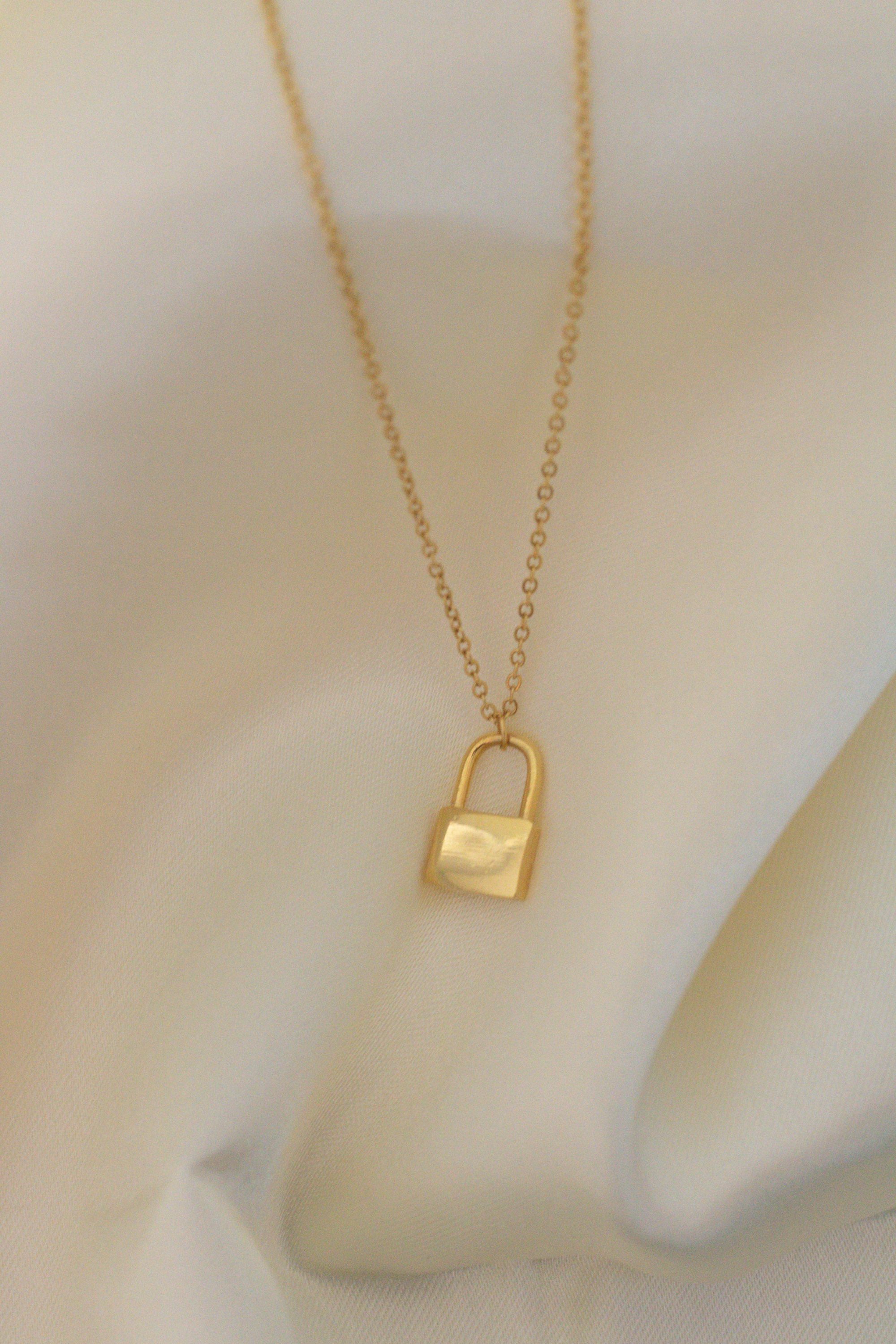 Locked Away Gold Lock Necklace Dainty Padlock Pendant Etsy