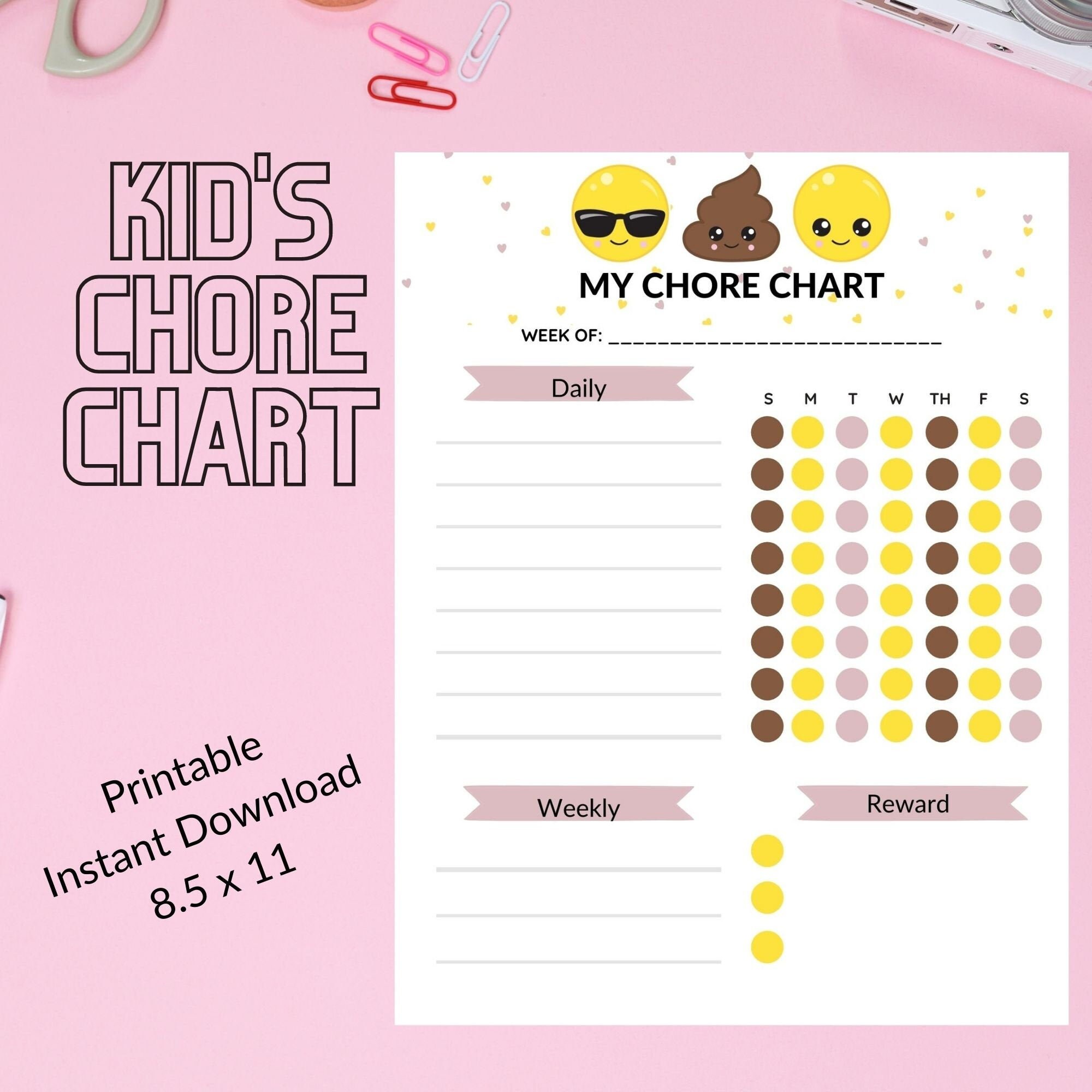 Chore Chart for Kids Chore Chart Emoji Chore Chart | Etsy