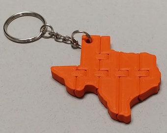 3D Printed Texas Keychain, Burnt Orange Fidget, Graduation Gift