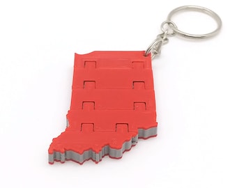 Flexible Indiana Keychain, 3D Printed State Souvenir
