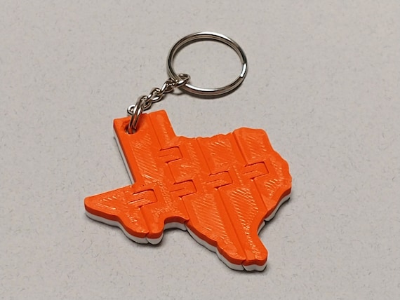 Flexible 3D Printed Texas Keychain in University of Texas UT - Etsy
