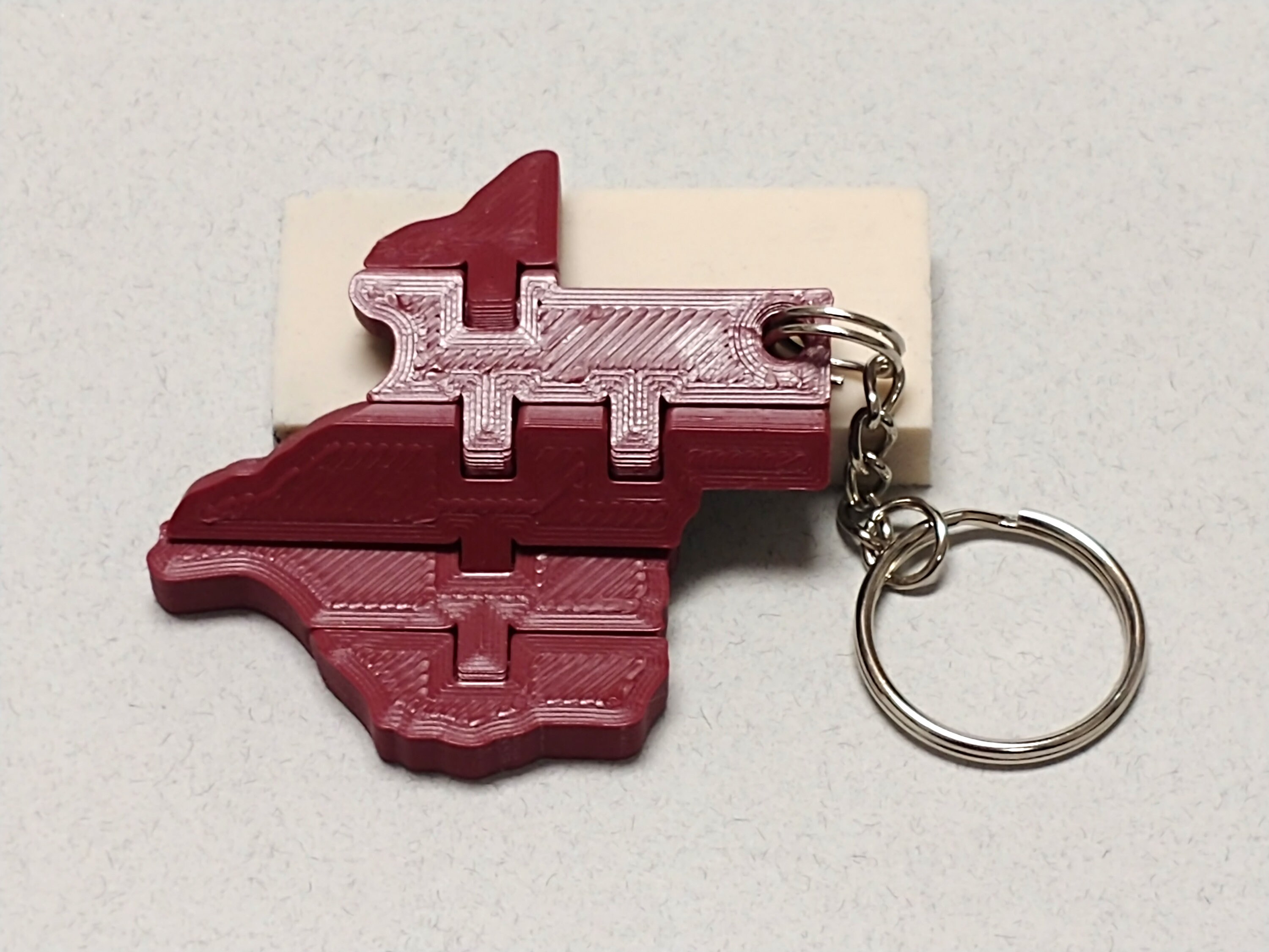 Flexible 3D Printed Texas Keychain in Texas A&M Aggie (TAMU) Maroon - Etsy