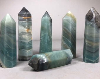Karibisk kalcitobelisk, stor, bästa kvalitet, karibisk kalcitaragonit, samlarobjekt, dekorativ gåva, fossil, mineraler, samling, samlarobjekt, yoga