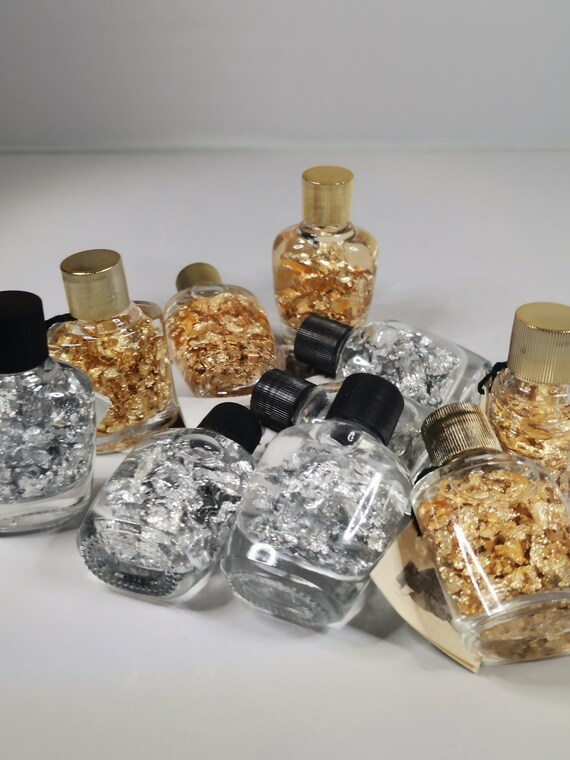 金または銀の小瓶、金箔、銀箔、ギフト、コレクターズアイテム、装飾品