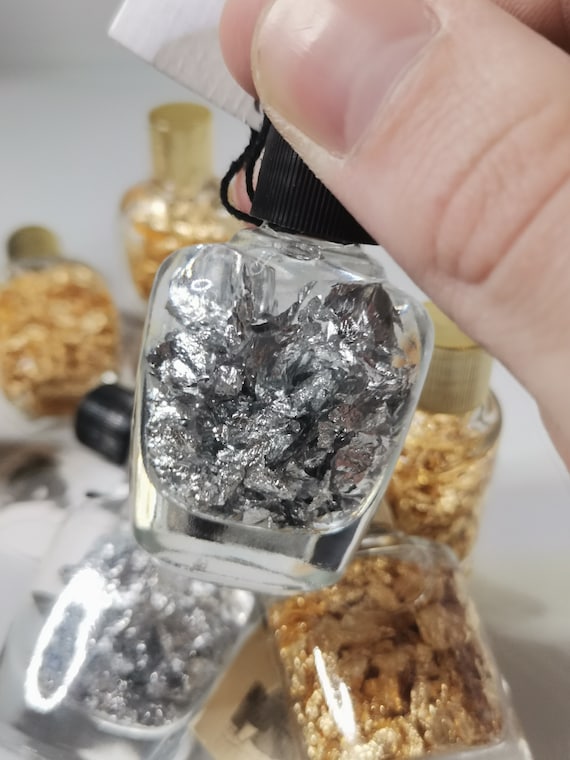 金または銀の小瓶、金箔、銀箔、ギフト、コレクターズアイテム、装飾品