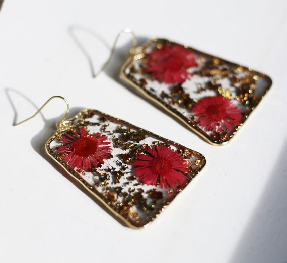 Unique Handmade Pressed Flower Earrings | Resin Jewelry | Botanical Jewelry | One Of A Kind Gift | Nature Lover