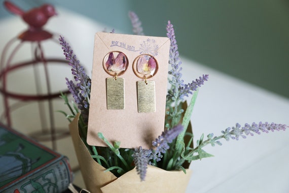Unique Handmade Pressed Flower Earrings | Real Flowers in Resin | Botanical Jewelry | One Of A Kind Gift