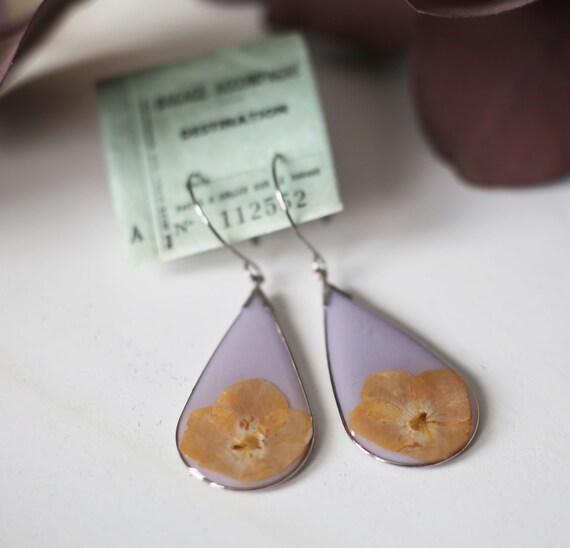 Unique Handmade Pressed Flower Earrings | Real Dried Flowers in Resin | Botanical Jewelry | One Of A Kind Gift