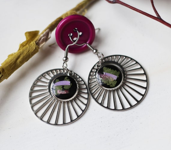 Handmade Botanical Earrings | Earrings With Dried Flowers in Resin | Nature-inspired Jewelry | One-Of-a-Kind Gift