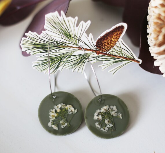 Unique Handmade Pressed Flower Earrings | Real Dried Flowers in Resin | Botanical Jewelry | One Of A Kind Gift