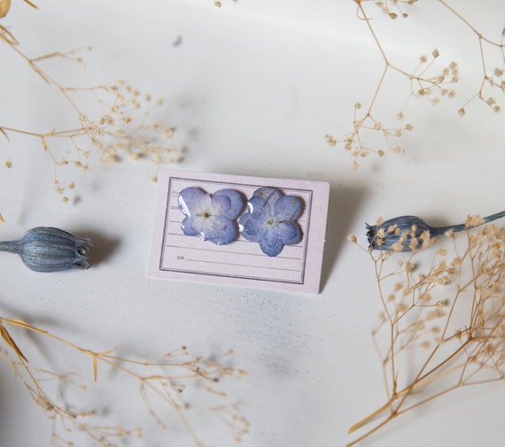 Unique Handmade Pressed Flower Earrings | Real Hydrangea in Resin | Botanical Jewelry | One Of A Kind Gift