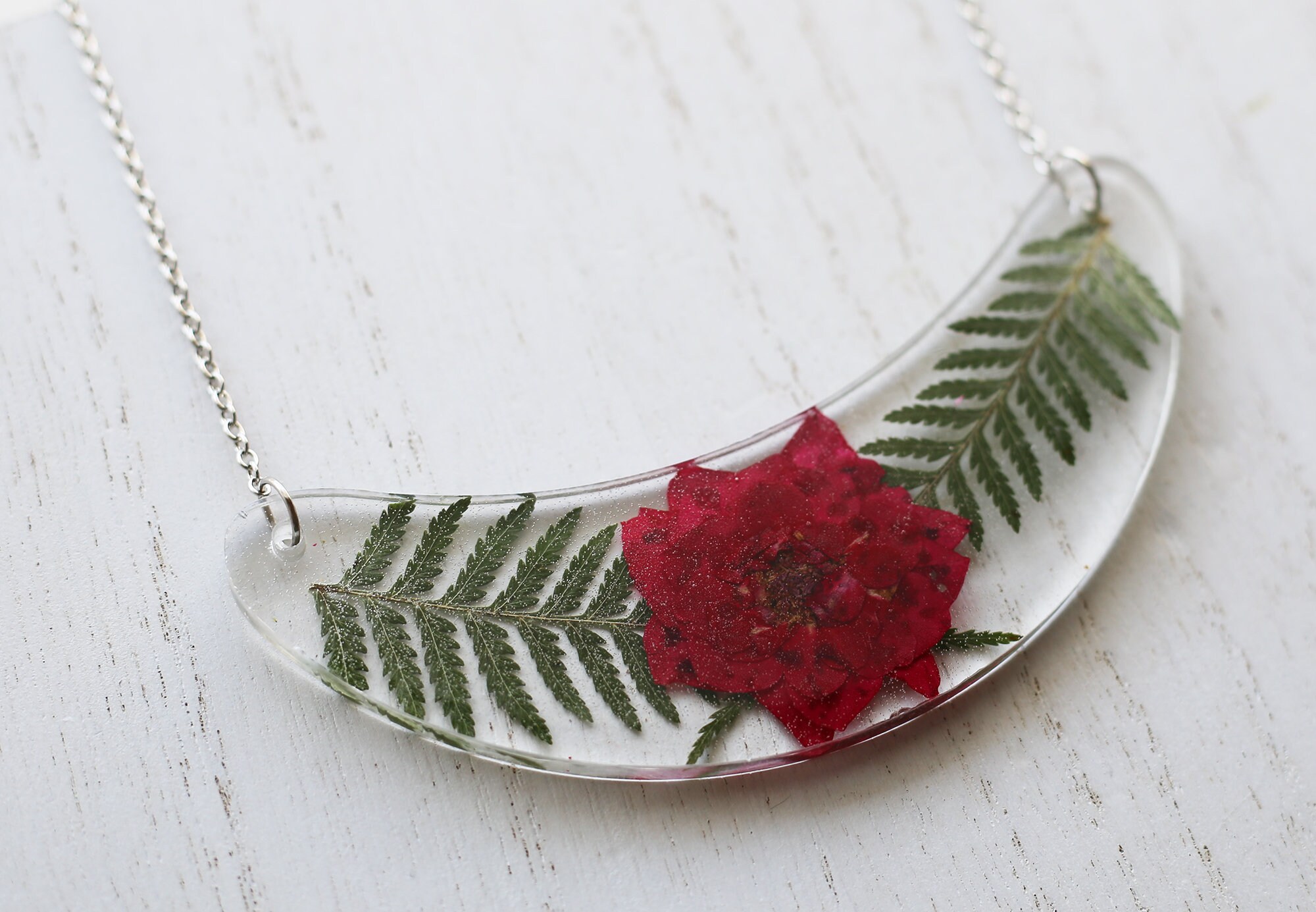 Necklace Pressed Flower Resin Jewelry