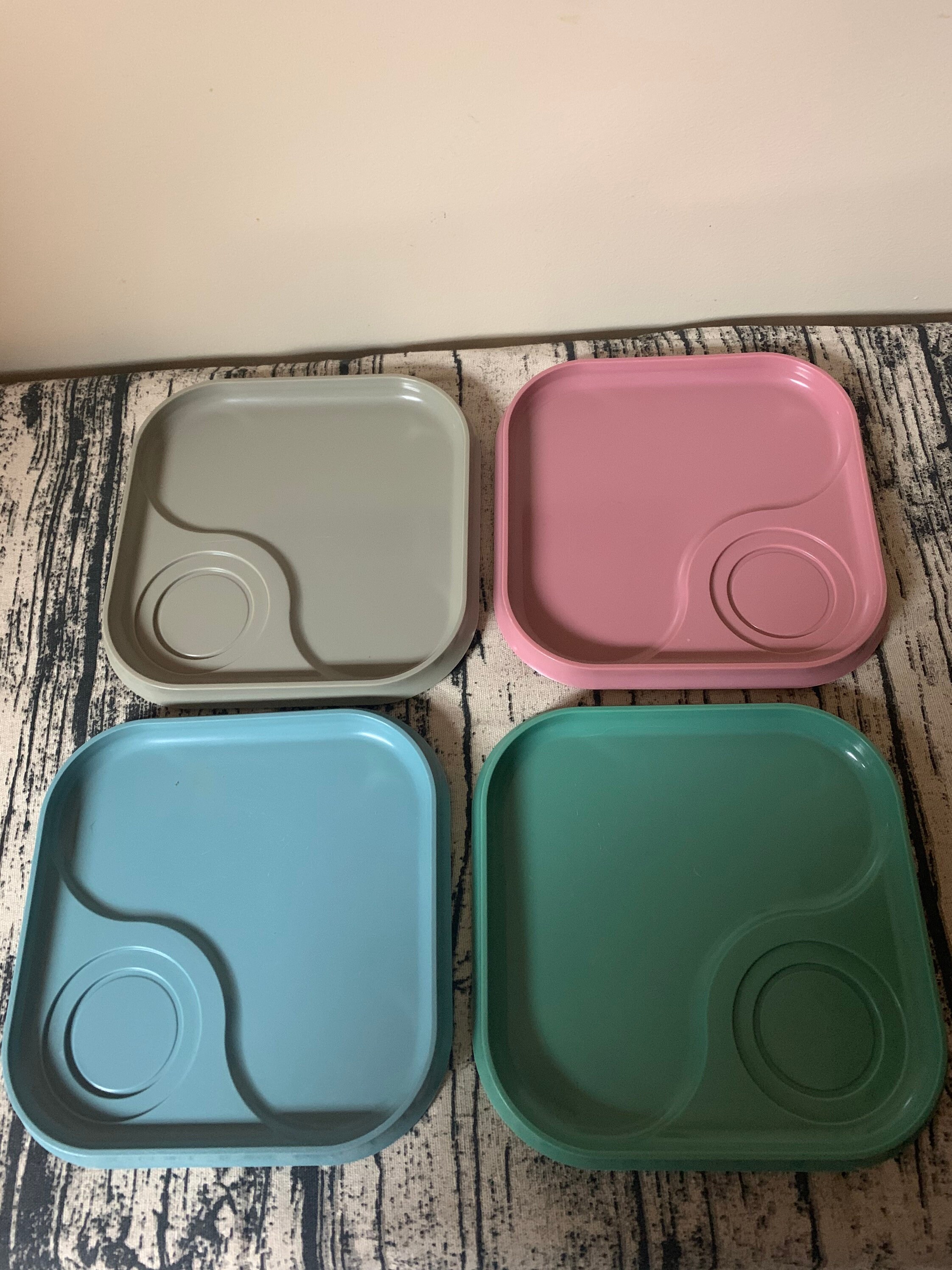 Set of 4 Stacking Snack PlatesMulti Colors. Free shipping Etsy