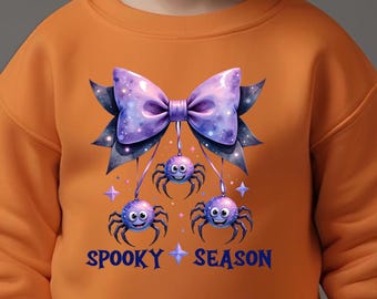 Kawaii Spider Bow PNG: Spooky Season Halloween Sublimation Design (Digital Download