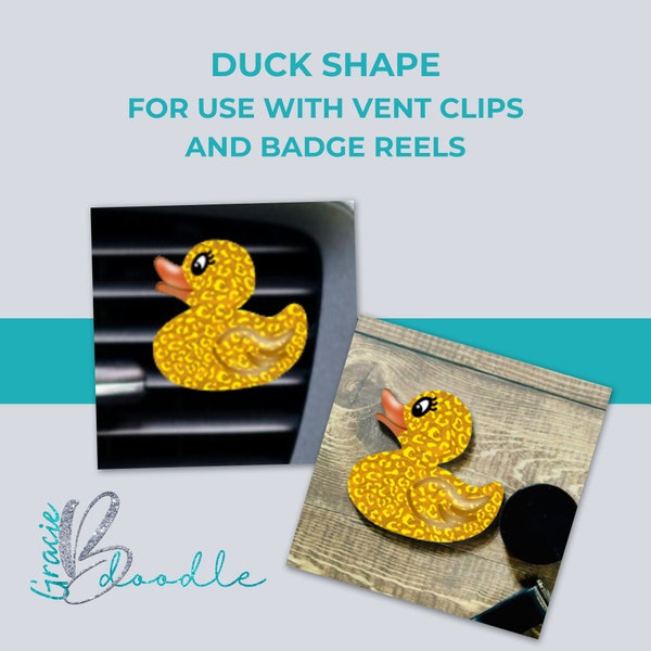 Duck Vent Clips & Badge Reels | Gold with Yellow Leopard | Sub Template | High Res PNG