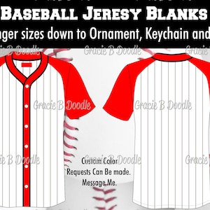 Baseball Jersey | Red/White/Stripes | Sublimation Template | Door Hanger Size - can size down to Ornament, Keychain and Earrings