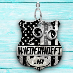 Corrections Officer, Thin Gray Line Shield Keychain, Sublimation Template