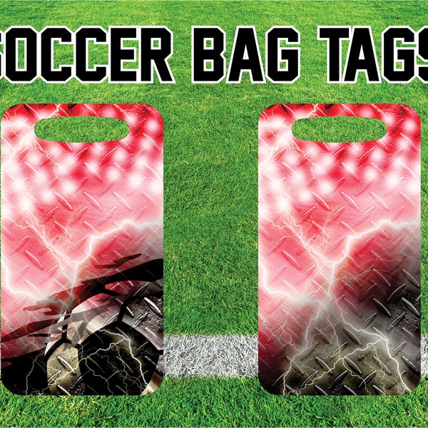 Sublimation Design Downloads | Sports Bag Tag | Soccer Bag Tags | Red/Black | Soccer Grunge Tag