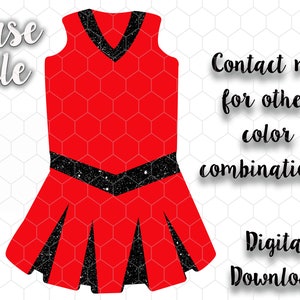 Jubeln Uniform Design | Rot mit Schwarz | Sublimationsvorlage | Kann für mehrere Größen Untergründe bemessen werden